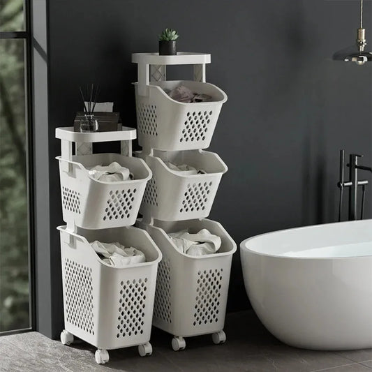 Multilayer Rolling Laundry Storage Basket