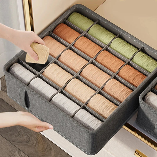 Drawer & Cabinet Storage Organizer Box – 20/6/7/1 Grid PP Divider for Socks, Bras, Pants & Underwear Sorting