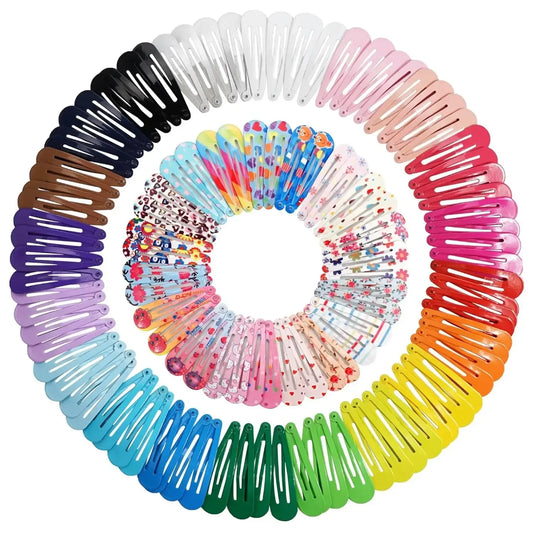 50pcs Candy Color Snap Hair Clips – 2" Glossy No-Slip Metal Barrettes for Baby Girls & Toddlers