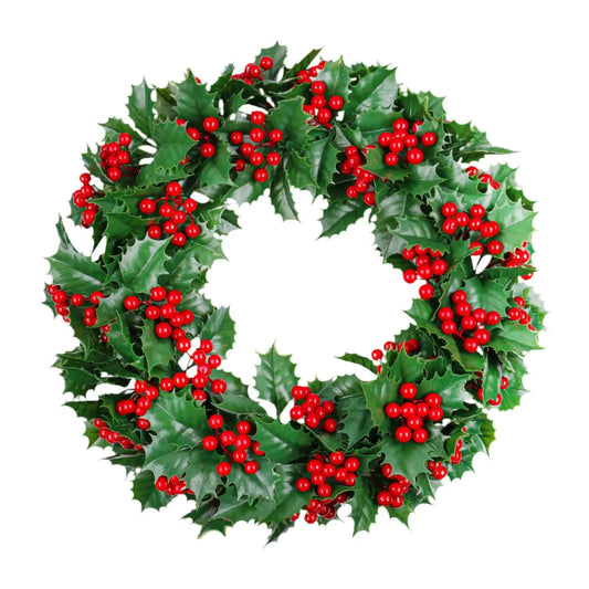 Christmas Wreath with Red Berries – Holiday Hanging Garland