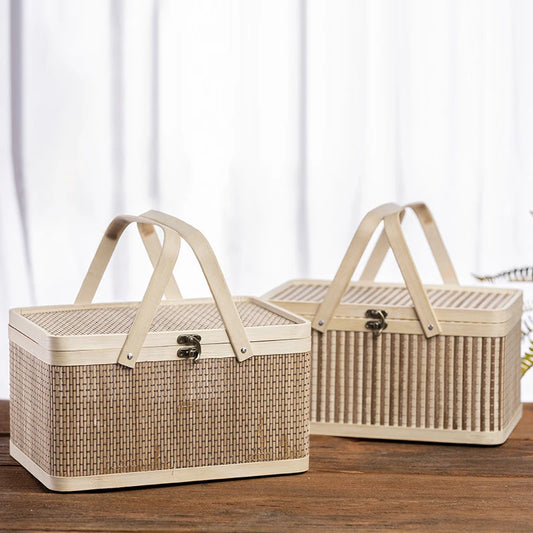 Bamboo Decorative Storage Boxes with Lids – Rectangular Shelf & Household Organizer