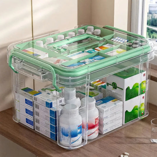 Clear Medicine Storage Box with Tray