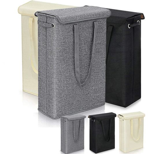 45L Slim Laundry Basket with Cover – Narrow & Portable Dirty Clothes Hamper