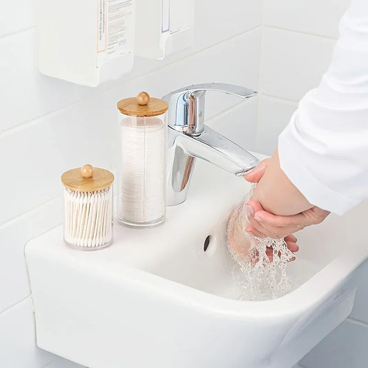 3pcs Clear Cotton Swab & Pad Holder Set