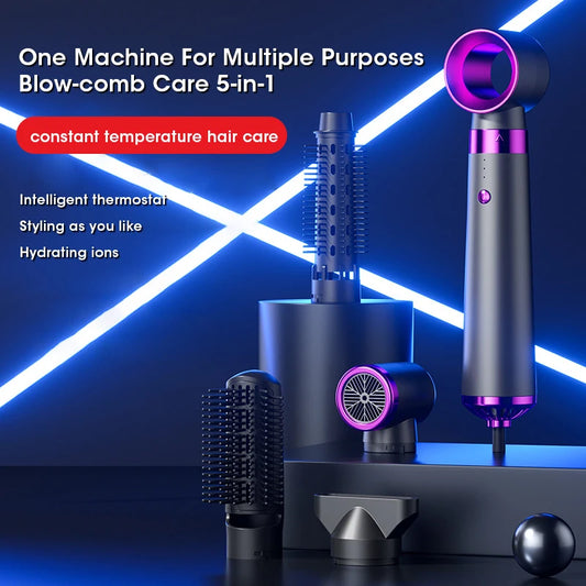 5-in-1 Electric Hair Dryer & Styler – Straightener, Curler, Blow Dryer with Negative Ion Care