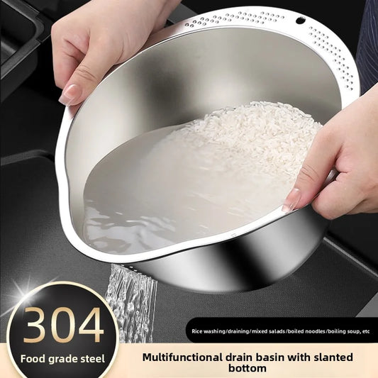 Stainless Steel Rice & Vegetable Strainer Bowl – 2-in-1