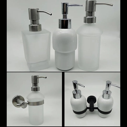 Square & Round Ceramic Glass Soap Dispenser – Wall-Mounted with Glass Replacement Parts