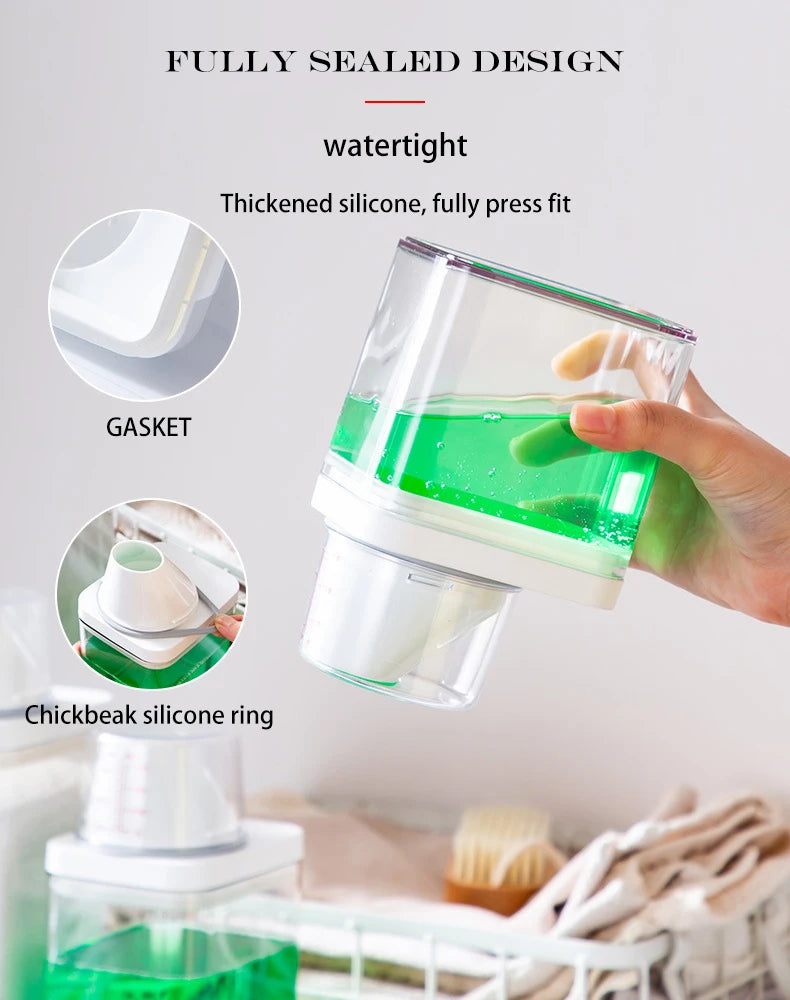 2300ml Airtight Laundry Detergent Storage Container – Clear Jar with Lid & Labels for Powder, Bleach, or Grains