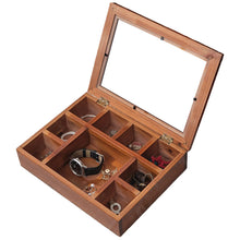 Wooden Tea & Jewellery Organizer Box with Clear Lid – 9/12 Compartment Storage Case