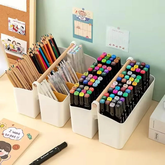Portable Desktop Pen Holder – Large Capacity Stackable Stationery Organizer for School & Office