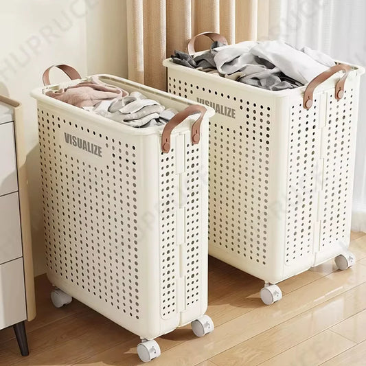 Foldable Laundry Organizer Basket with Casters