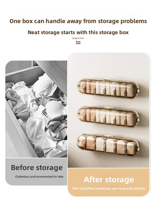 Light Luxury Transparent Storage Box – Wall-Free Hanging Organizer for Socks & Underwear