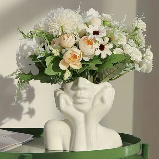 Female Head Resin Vase – Modern Art Sculpture for Home