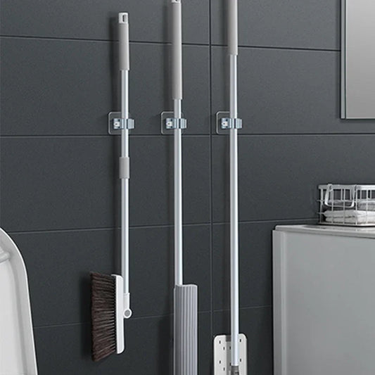 Wall-Mounted Suction Mop & Broom Storage Rack