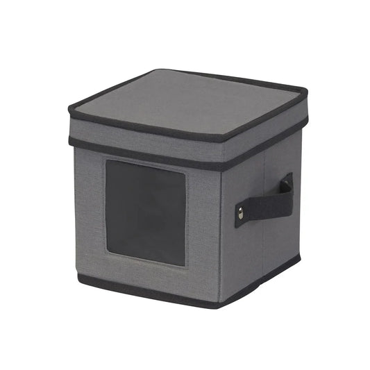 Foldable Saucer Storage Box – Holds 12 Saucers with Felt Protectors, Stackable with Windowed Panel