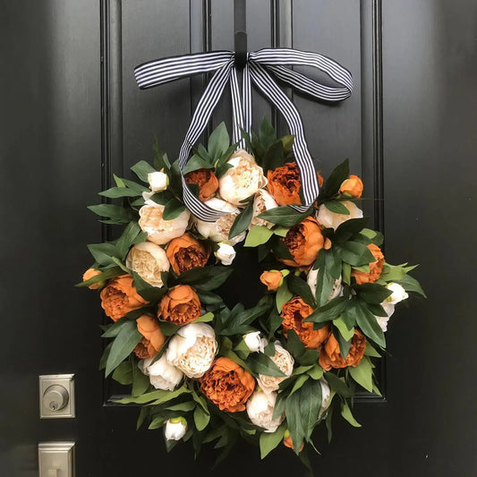 Peony Spring Wreath – Large Silk Flower Door & Wall Decor