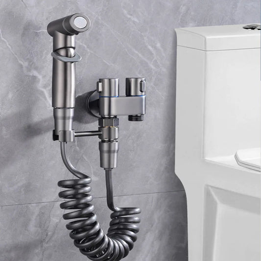 Stainless Steel Handheld Bidet Sprayer with Double Outlet Faucet