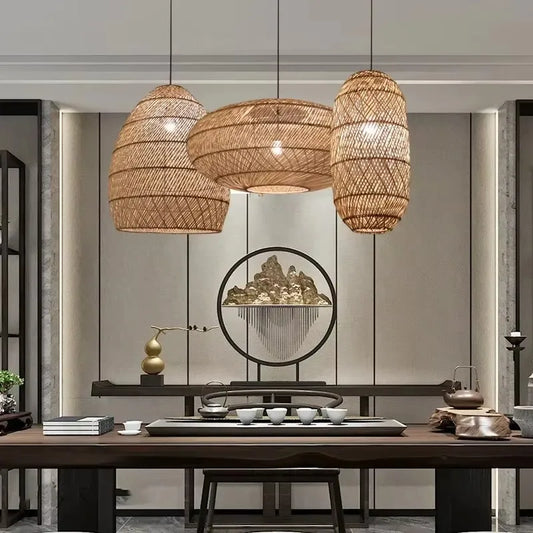 Japanese Style Handmade Wooden Pendant Light