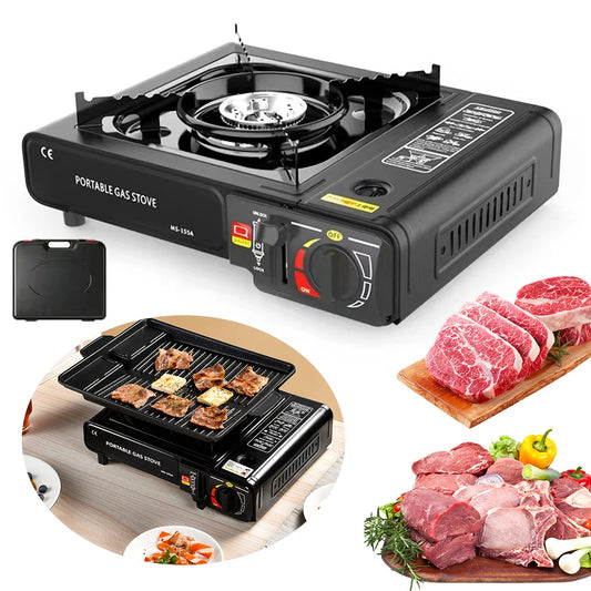 Stainless Steel Backpacking Gas Stove with Carry Case