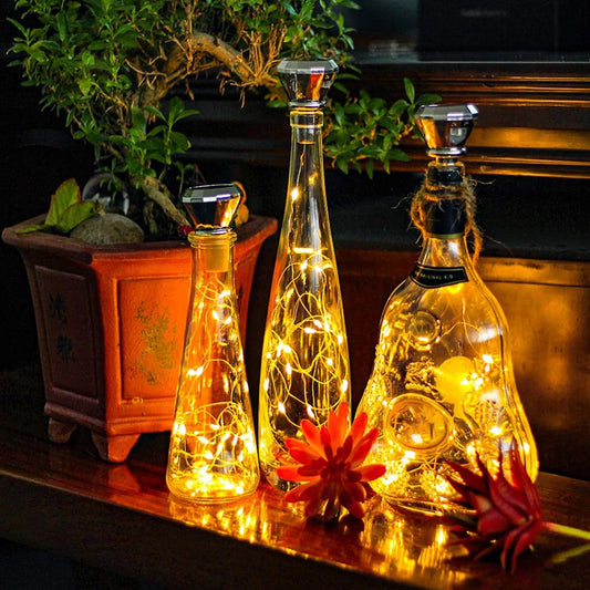 Solar Diamond Wine Bottle Lights – 2M 20LED Waterproof Multicolor Fairy String