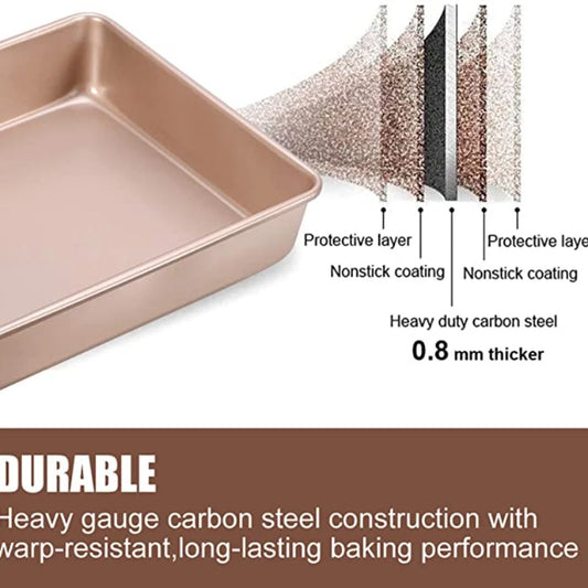 Golden Nonstick Square Baking Tray