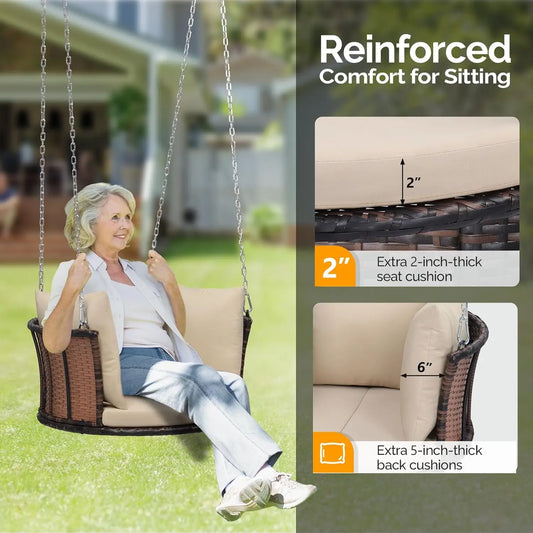 1-Person Round Rattan Porch Swing