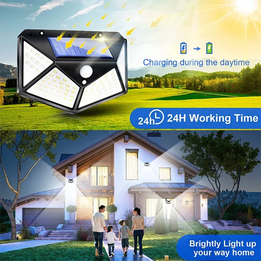100 LED Solar Motion Sensor Wall Light