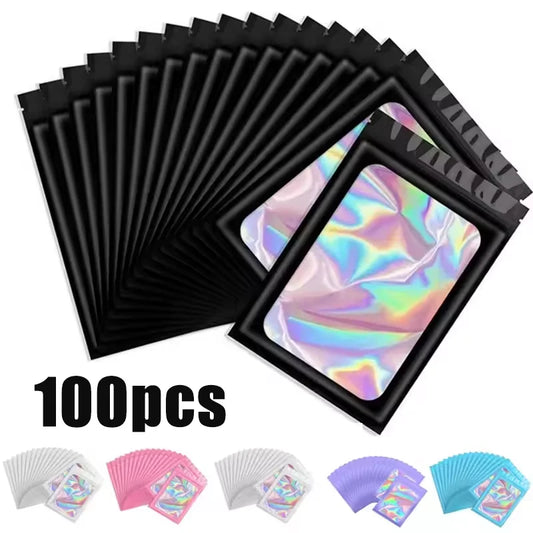 100PCS Holographic Ziplock Bags