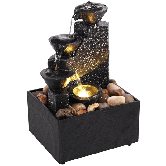 Tabletop Waterfall Decor – Desktop Feng Shui Flowing Water Fountain Ornament