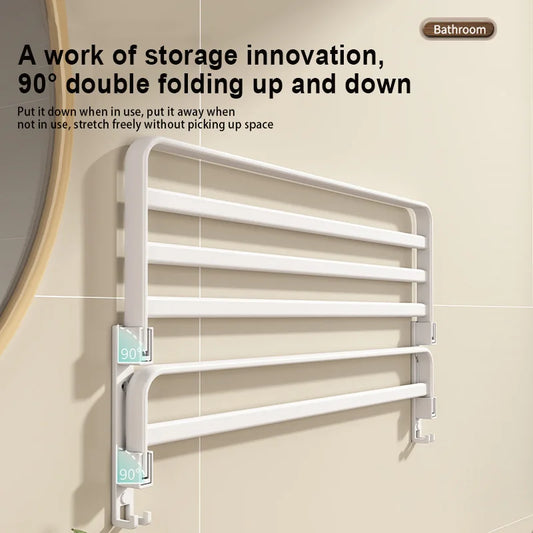 Foldable White Aluminum Towel Rack