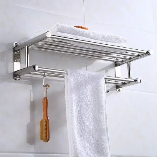 Wall-Mounted Towel Rack with Movable Hooks