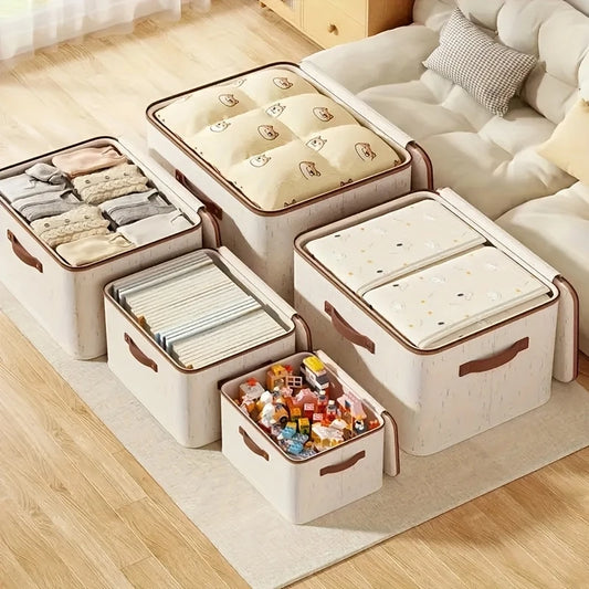 Zip Lidded Wardrobe Storage Bins – Collapsible Fabric Boxes for Clothes, Toys & Blankets

Short Tags: