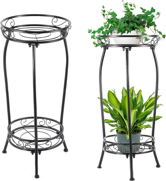 2-Tier Metal Plant Stand – Indoor & Outdoor Tall Plant Rack
