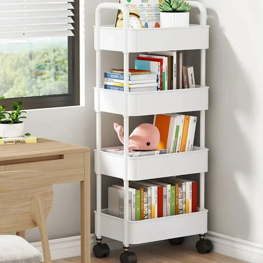 Bookshelf Storage Trolley with Wheels
