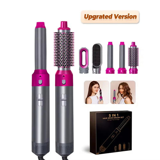 5-in-1 Electric Hair Comb – Negative Ion Straightener, Curler & Blow Dryer Brush