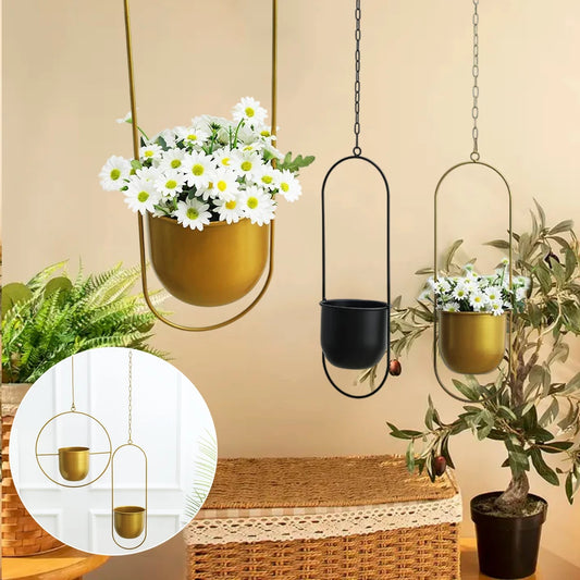 Nordic Iron Hanging Flower Pots – Wall Mounted Succulent & Plant Basket