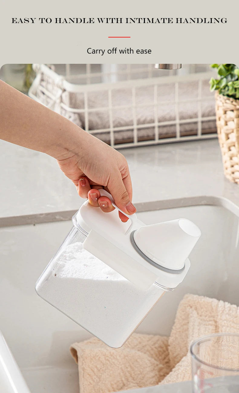 2300ml Airtight Laundry Detergent Storage Container – Clear Jar with Lid & Labels for Powder, Bleach, or Grains