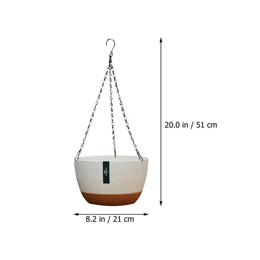 2-Pack Hanging Flower Pots – Plastic Garden Planters with Metal Chains