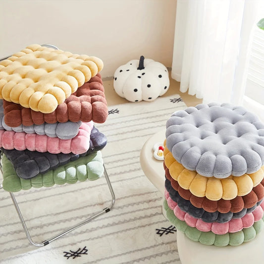 Large Biscuit-Shaped Plush Cushion
