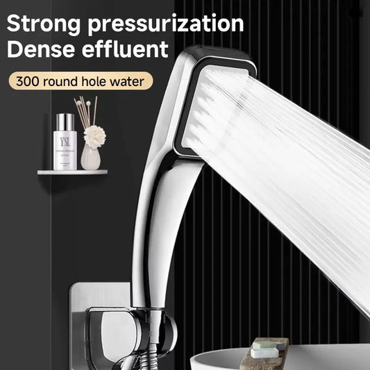 300-Hole Square Pressurized Handheld Shower Head