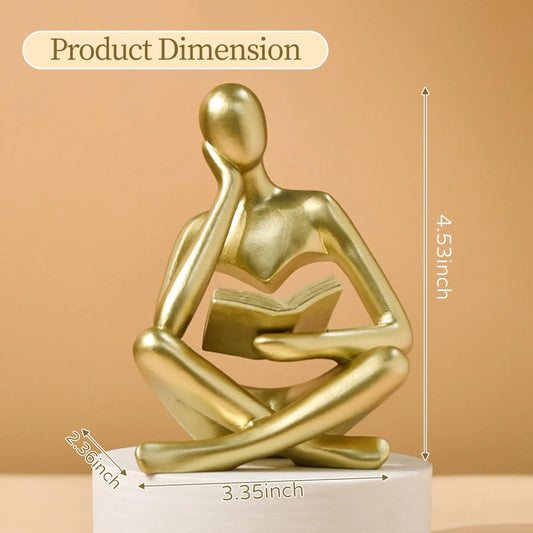 Bookshelf Thinker Statue – Abstract Reading Sculpture Figurine