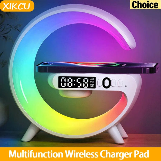 Multifunction Wireless Charger Stand with Bluetooth Speaker & RGB Night Light
