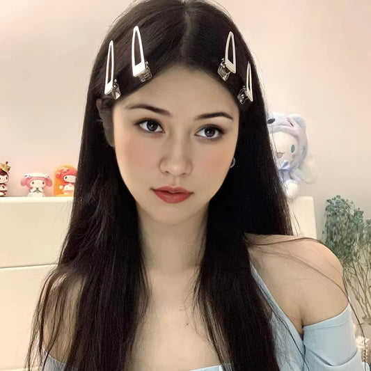 24pcs Silver Metal Hairpins – Star Duckbill Clips for Women & Girls