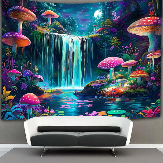 Magic Mushroom Fluorescent Tapestry