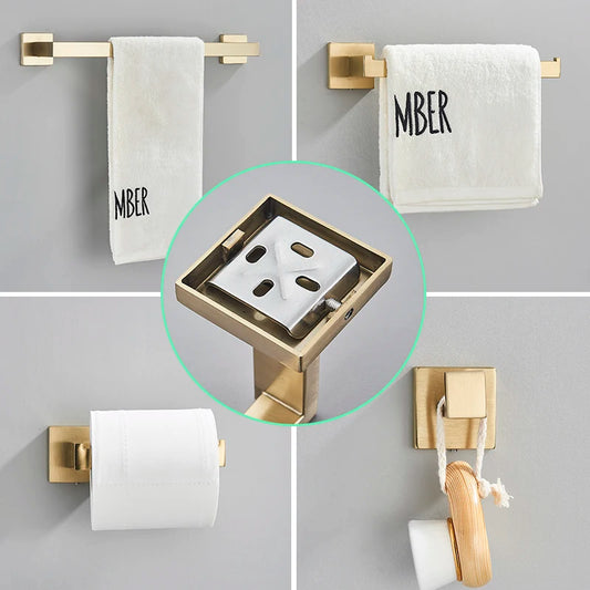 Brushed Gold Bathroom Hardware Set