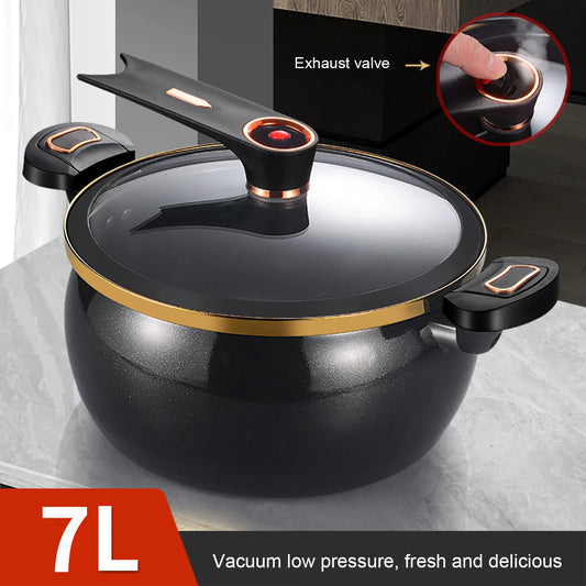 1pc 7L Chubby Micro-Pressure Pot – 26cm Multi-Functional Non-Stick Stew Pot, Induction & Gas Compatible