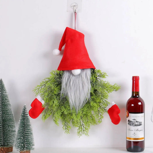 Christmas Gnome Wreath with LED Lights – Festive Door Decoration