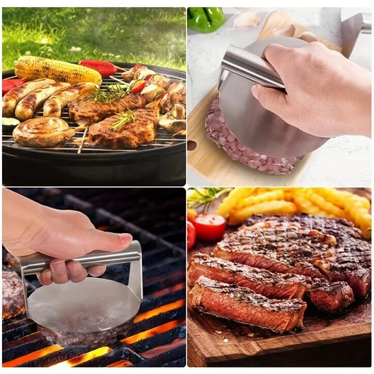 Stainless Steel Burger Press – Hamburger Patty & Meat Masher Mold