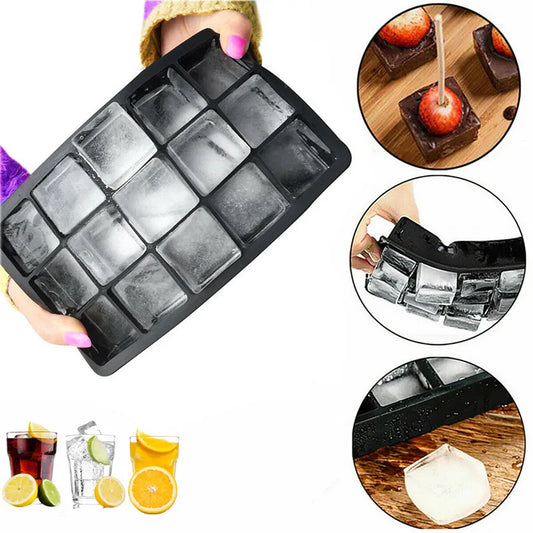 15-Grid Silicone Ice Cube Tray – Large Reusable Ice Block Mold