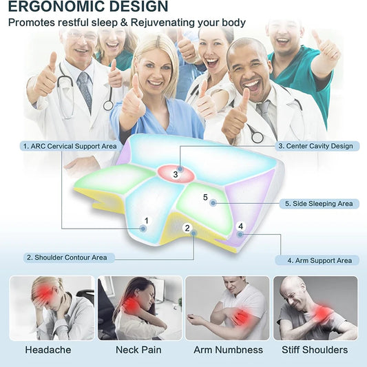 Memory Foam Cervical Neck Pillow (Ergonomic 2-in-1)